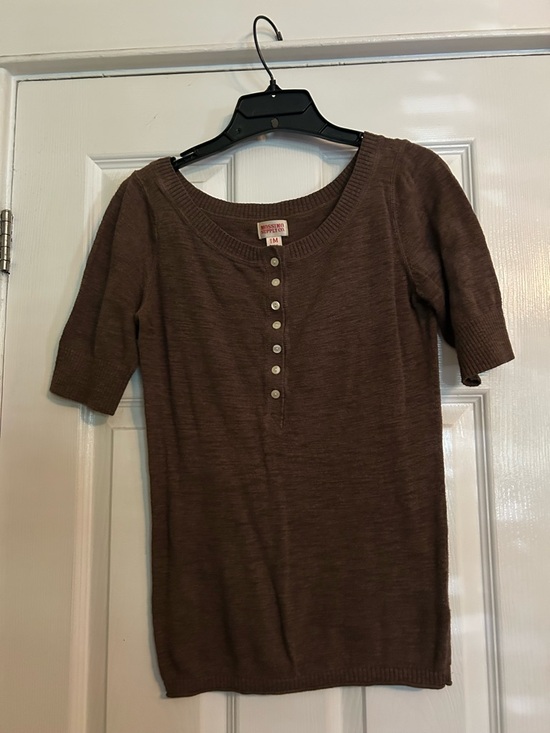 Mossimo Supply Co. Tops - Mossimo Supply Co. Brown Short-Sleeve Knit Henley Top